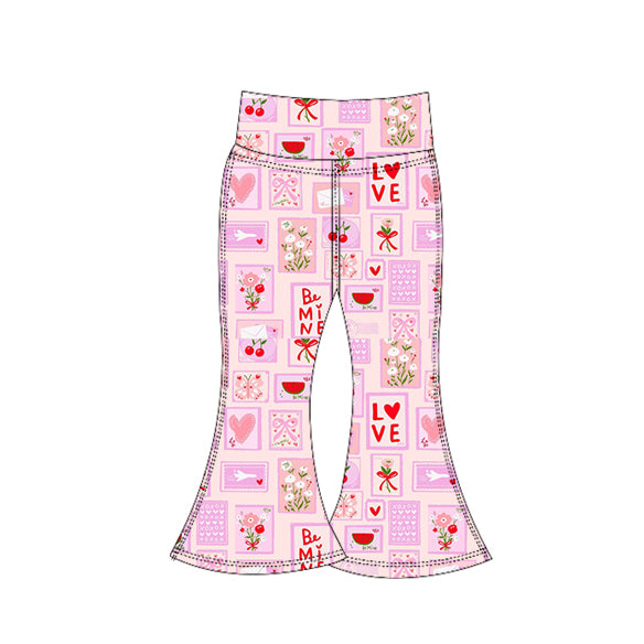 (Pre Order) No moq P0956 pre-order toddler girl clothes yoga bow floral love long pant-2025.11.3