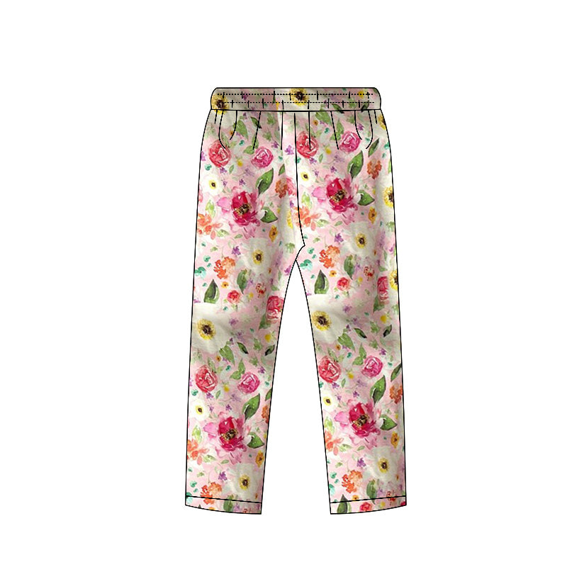 (Pre Order) No moq P0959 pre-order toddler girl clothes floral long pant-2025.11.5