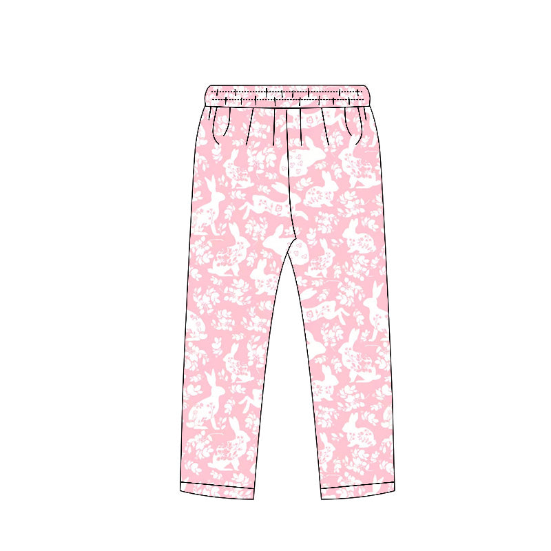 (Pre Order) No moq P0960 pre-order toddler girl clothes bunny floral pink long pant-2025.11.5