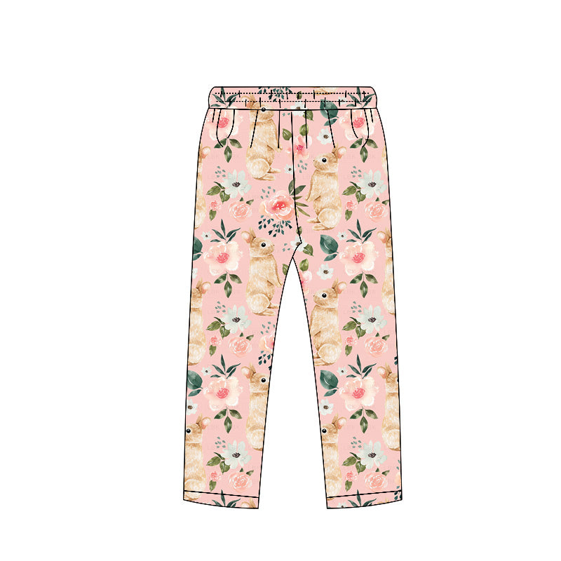(Pre Order) No moq P0962 pre-order toddler girl clothes bunny floral long pant-2025.11.5