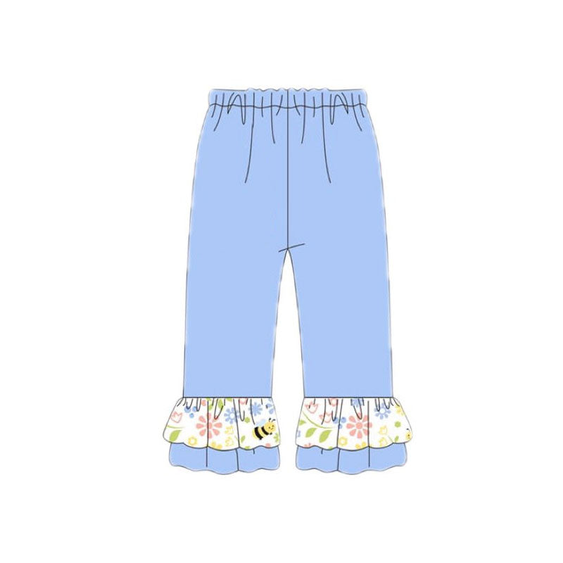 (Pre Order) No moq P0989 pre-order toddler girl clothes blue long pant-2025.11.19
