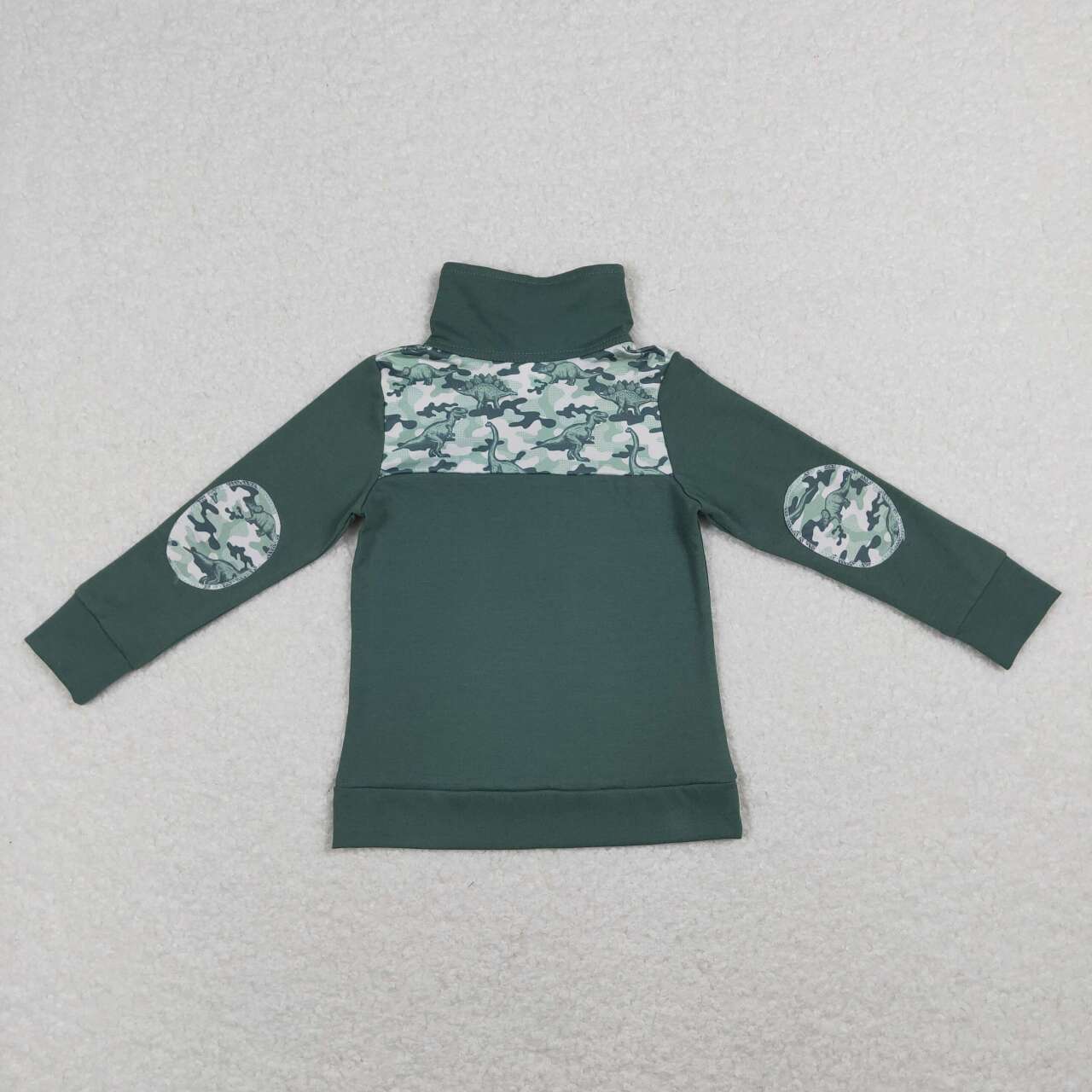 RTS NO MOQ ETA 5/7days Arrived BT0381 Dinosaur dark green zippered long-sleeved top