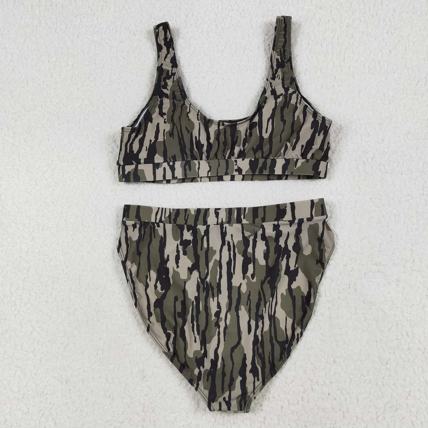 RTS NO MOQ(In Stock) S0563+S0564 Adult female military green camouflage swimsuit vest briefs sets