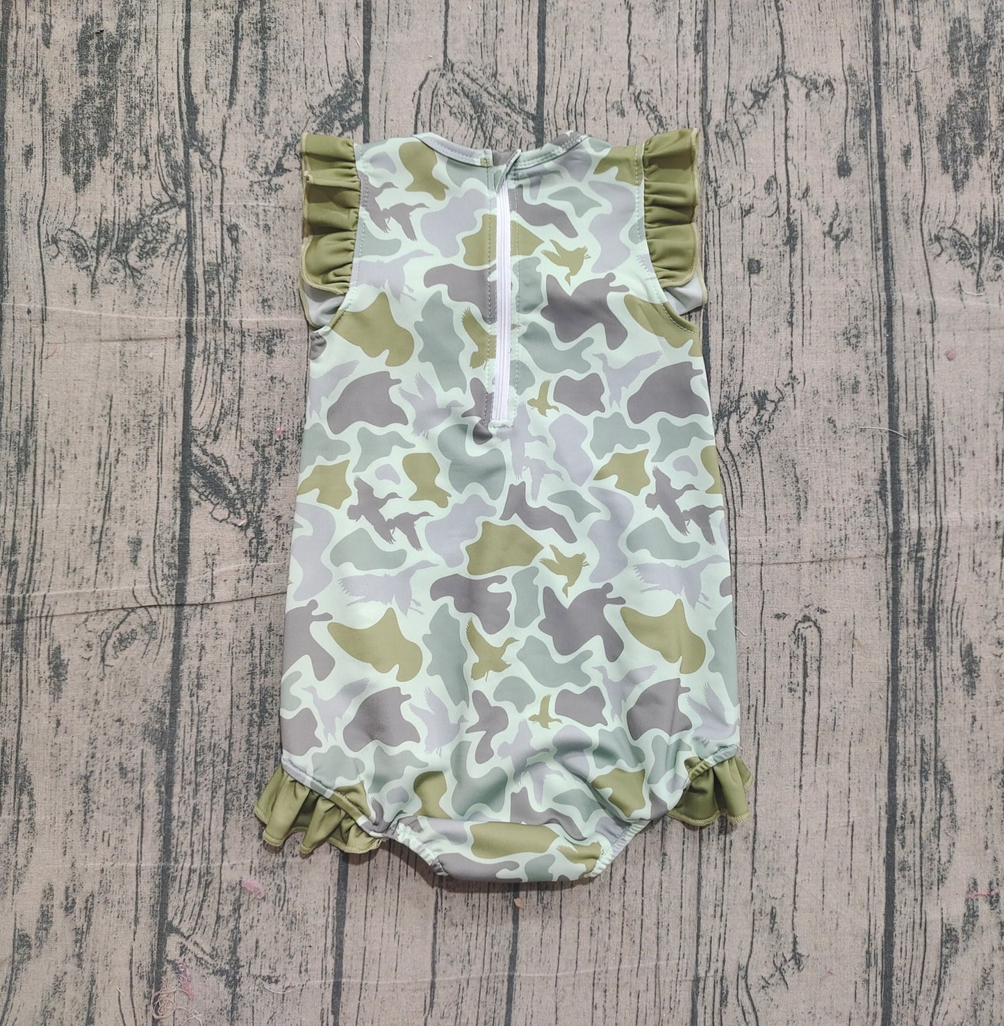 (Pre Order) No moq S0596 PRE-ORDER baby girl clothes camouflage summer swimsuit -2025.11.11