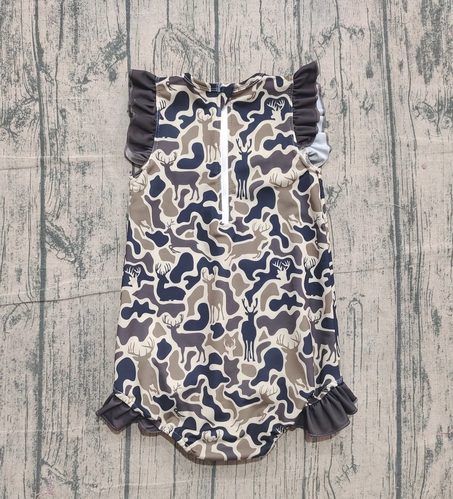 (Pre Order) No moq S0597 PRE-ORDER baby girl clothes camouflage summer swimsuit -2025.11.11