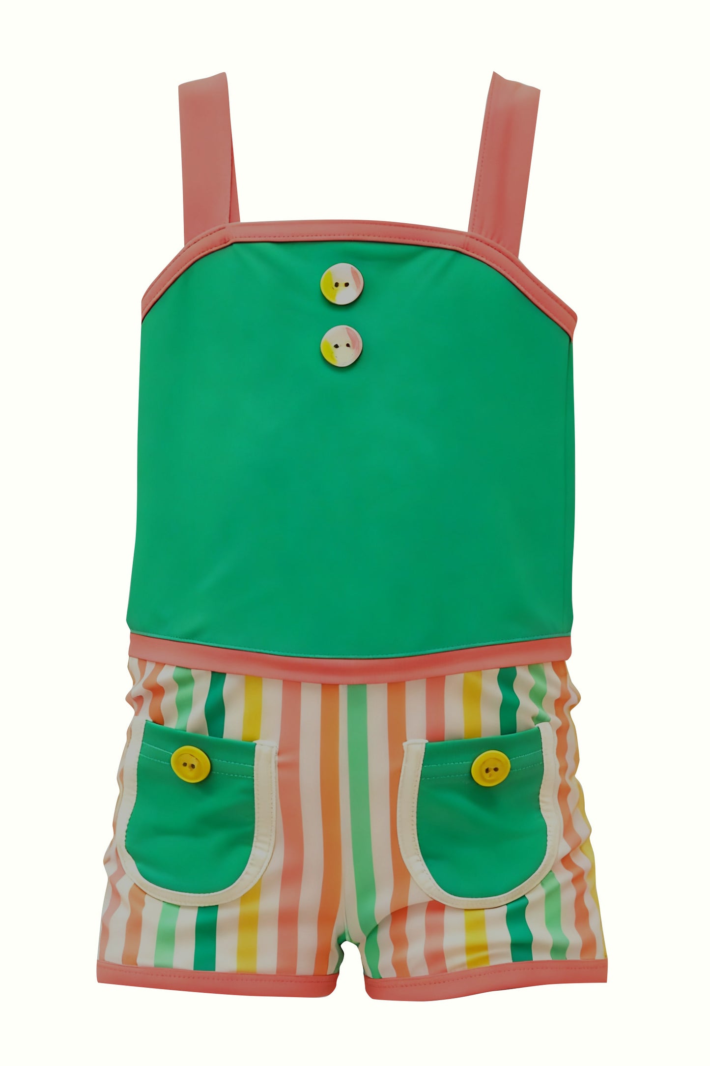 (Pre Order) No moq S0614 PRE-ORDER baby girl clothes summer green suspender swimsuit -2025.11.5