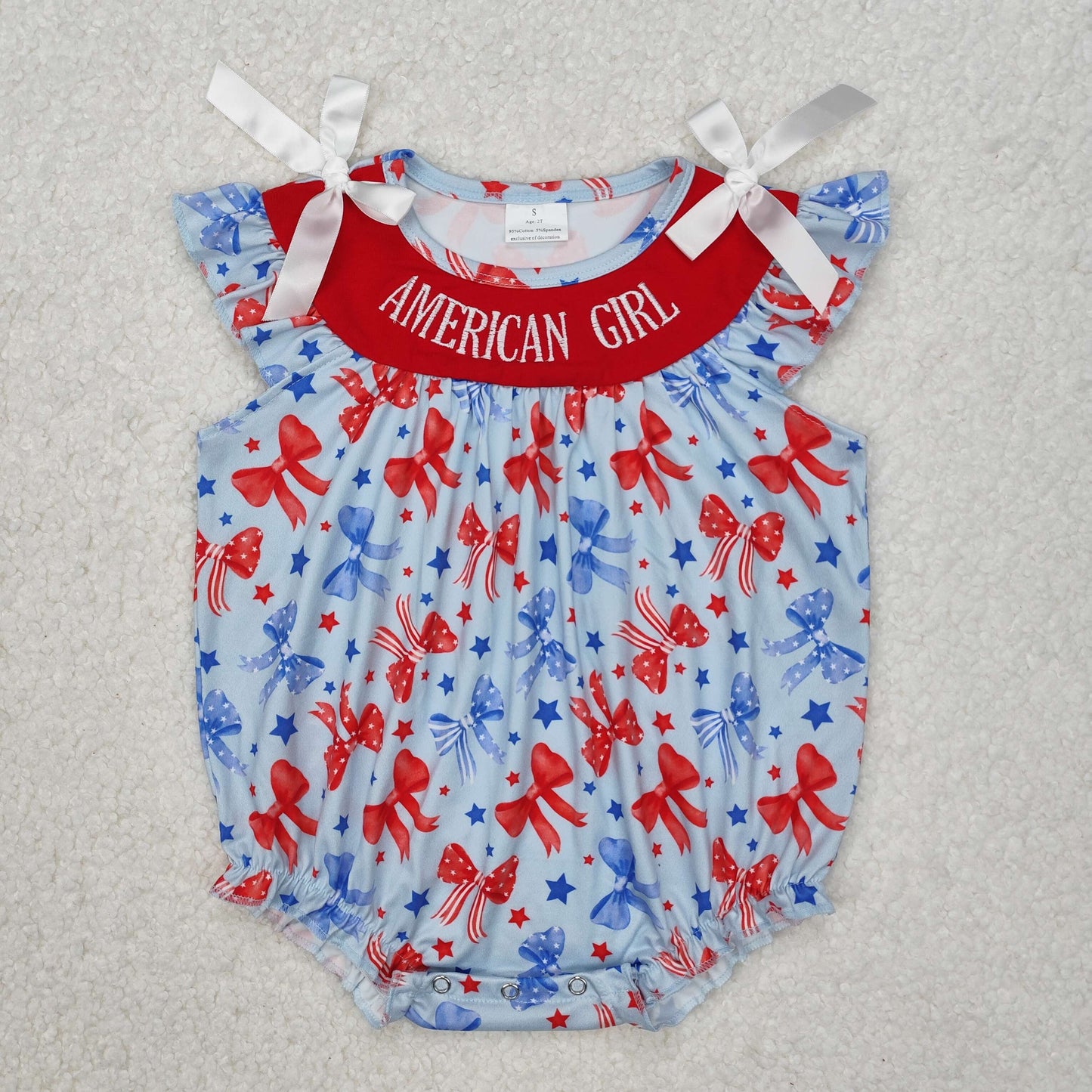 RTS NO MOQ baby girl clothes embroidery national day short-sleeved romper dress