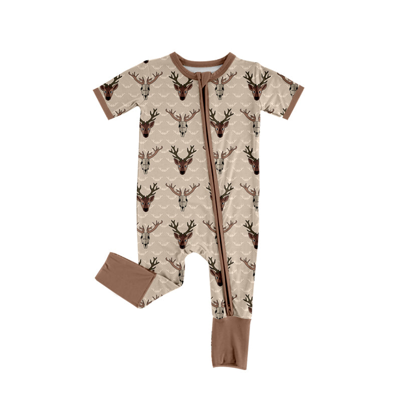 no moq SR3103 pre-order baby boy clothes deer head short sleeve romper-2025.5.7