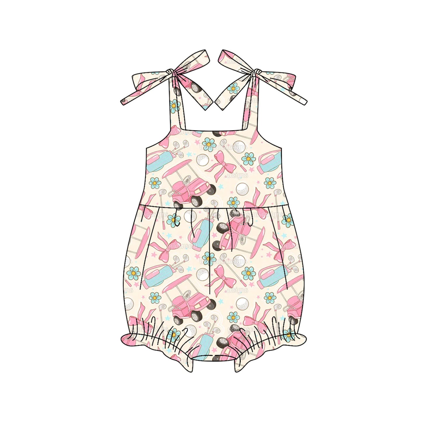 no moq SR3140 pre-order baby girl clothes bow floral suspender romper-2025.5.29