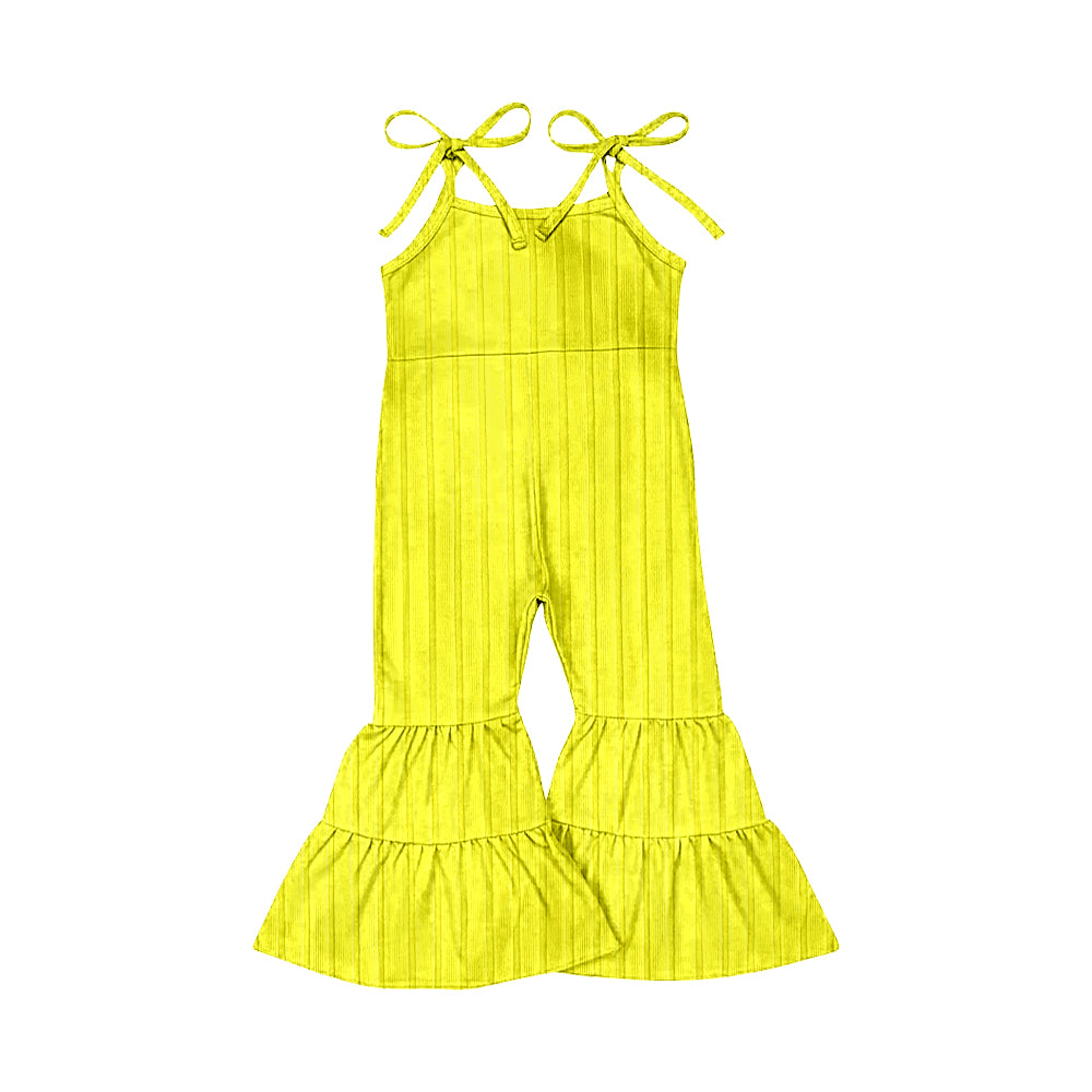 no moq SR3161 PRE-ORDER baby girls clothes Ribbed yellow suspender jumpsuit-2025.6.5