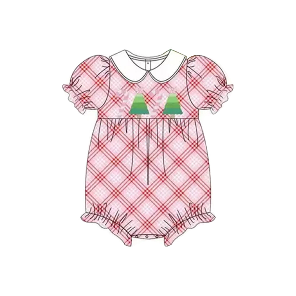 no moq SR3167 pre-order baby girl clothes Christmas pink short sleeve romper-2025.6.10