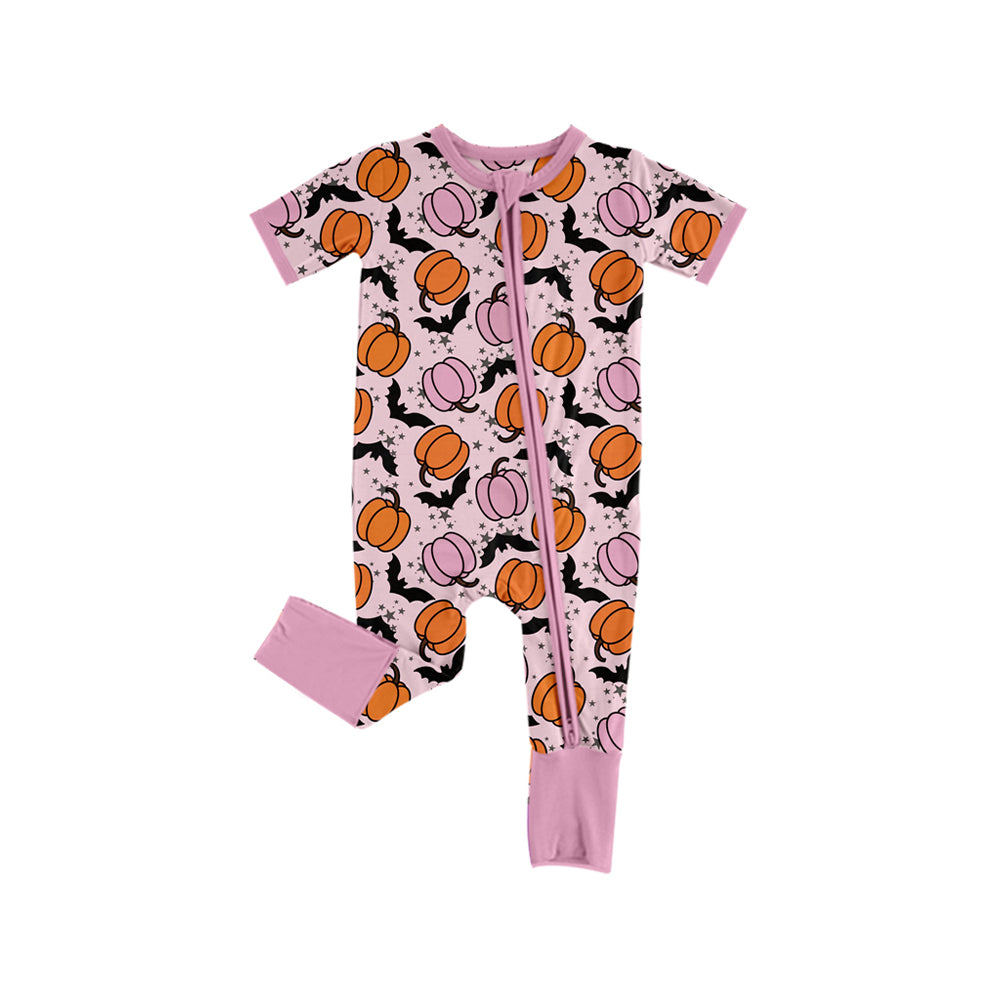 (Pre Order) No moq SR3185 pre-order baby girl clothes pumpkin short sleeve romper-2025.7.9