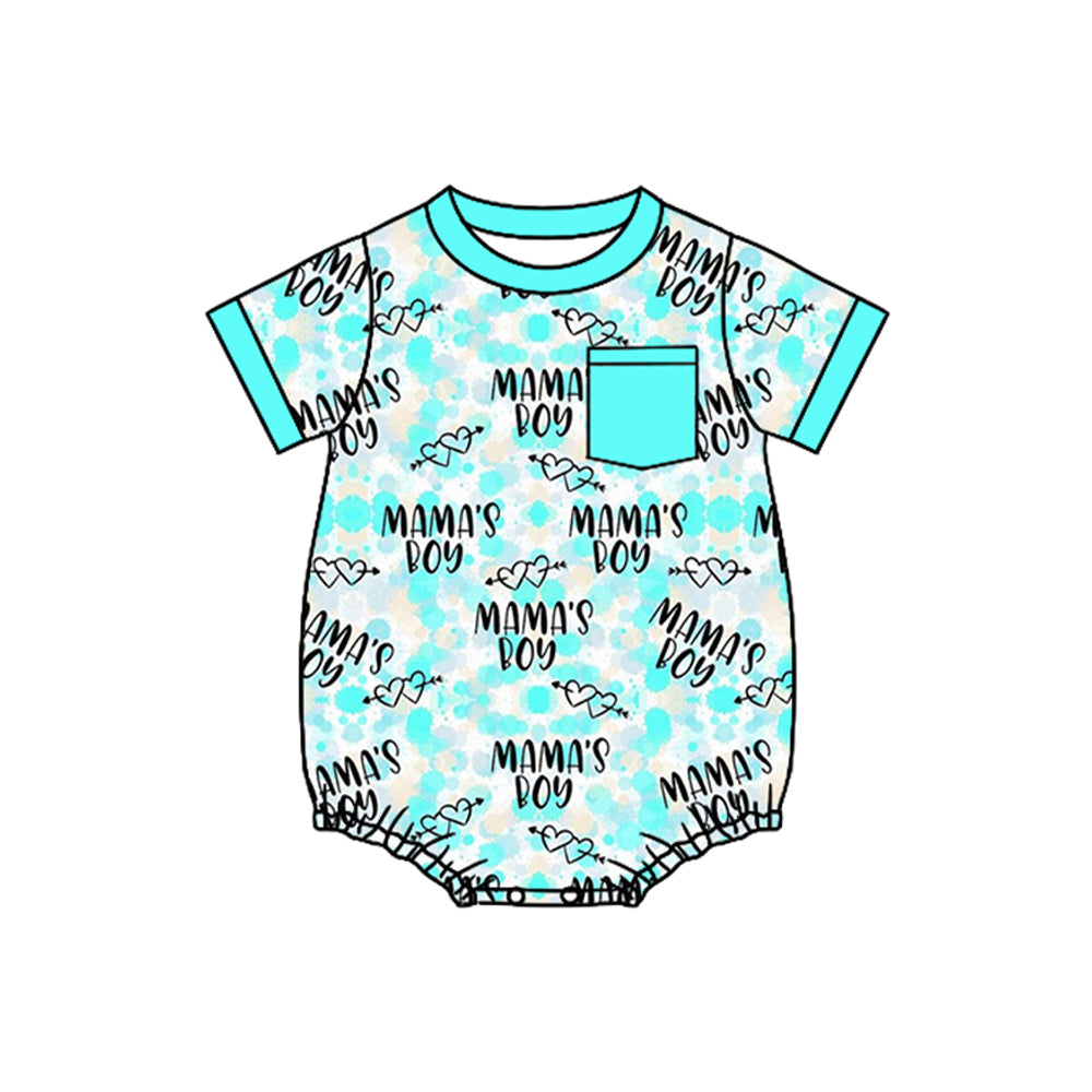 (Pre Order) No moq SR3218 pre-order baby boy clothes MAMA BOY short sleeve romper-2025.9.13