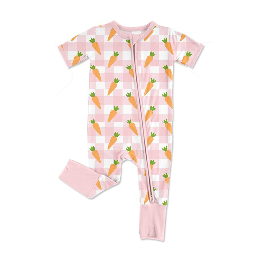 (Pre Order) No moq SR3255 pre-order baby girl clothes carrot short sleeve romper-2025.9.27