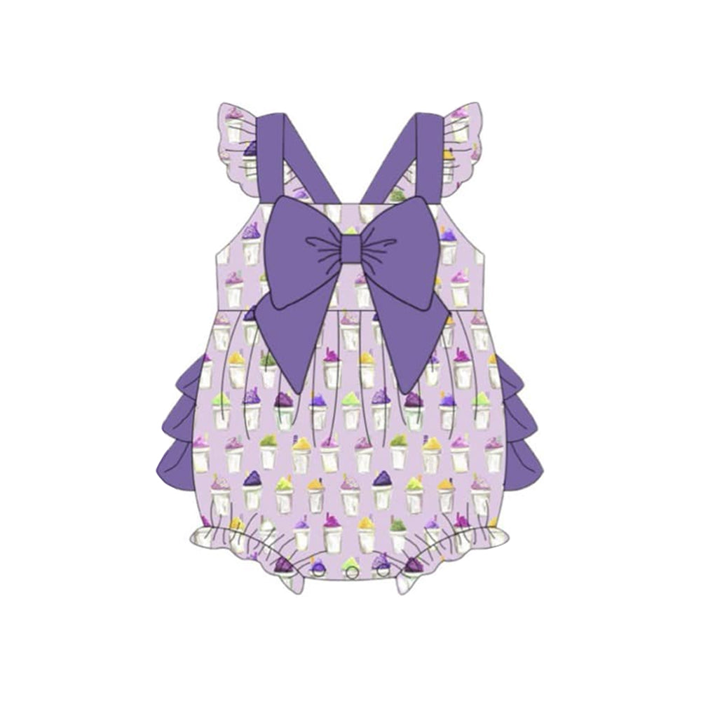 (Pre Order) No moq SR3344 pre-order baby girl clothes purple flying sleeve romper-2025.10.18