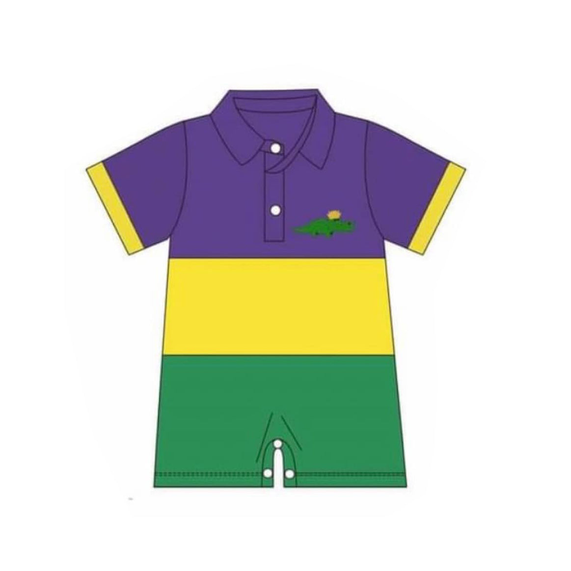 (Pre Order) No moq SR3352 pre-order baby boy clothes mardi gras short sleeve romper-2025.10.20