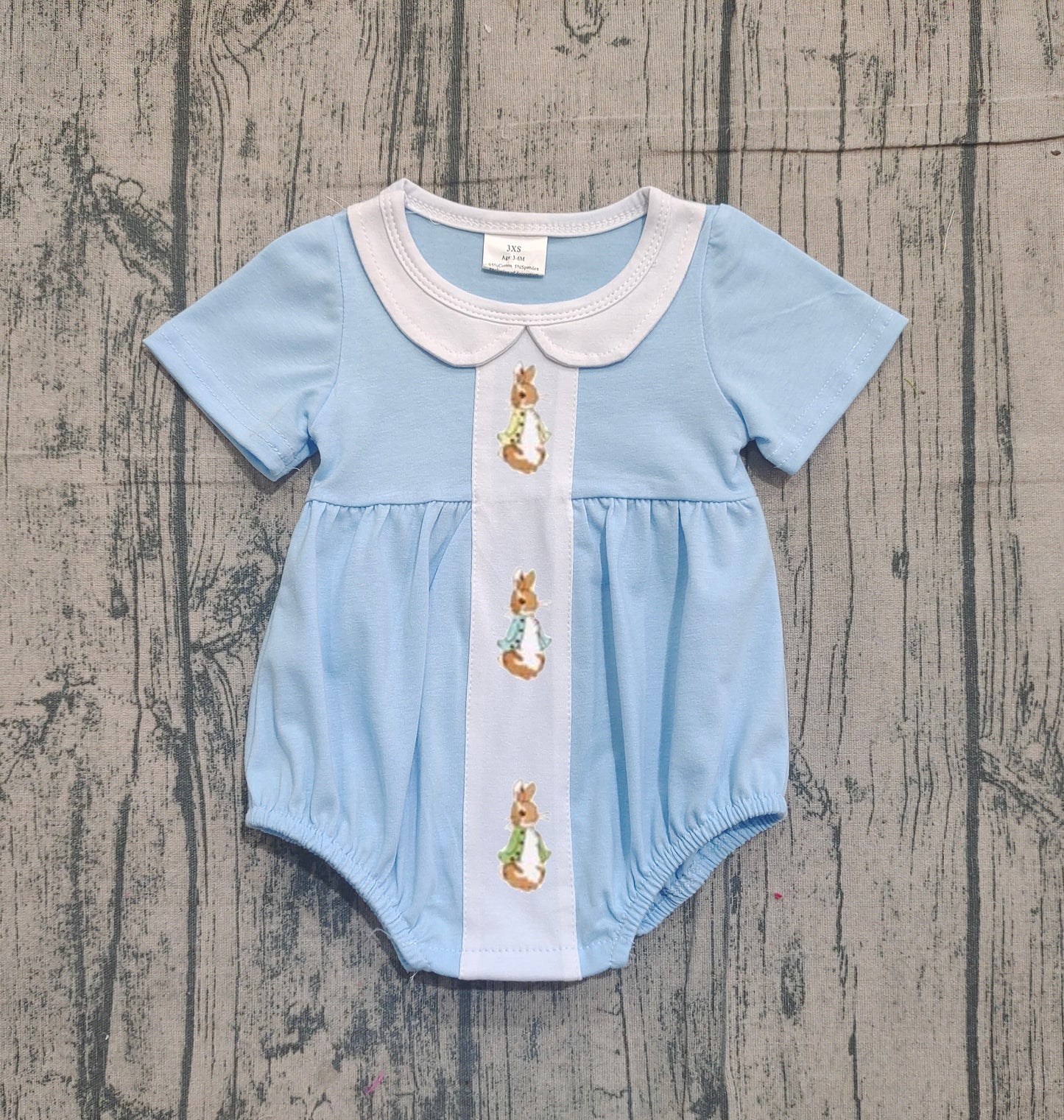 (Pre Order) No moq SR3383 pre-order baby boy clothes embroidery easter short sleeve romper-2025.12.7