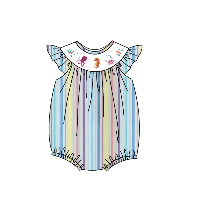 (Pre Order) No moq SR3394 pre-order baby girl clothes flying sleeve romper-2025.10.24