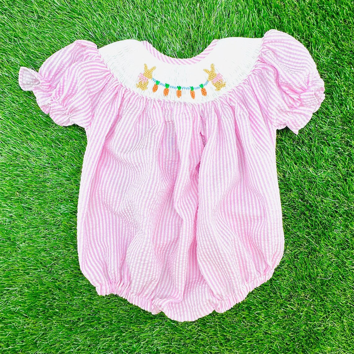 (Pre Order) No moq SR3416 pre-order baby girl clothes easter short sleeve romper-2025.10.27