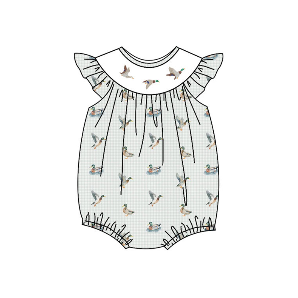 (Pre Order) No moq SR3473 pre-order baby girl clothes duck flying sleeve romper-2025.10.31