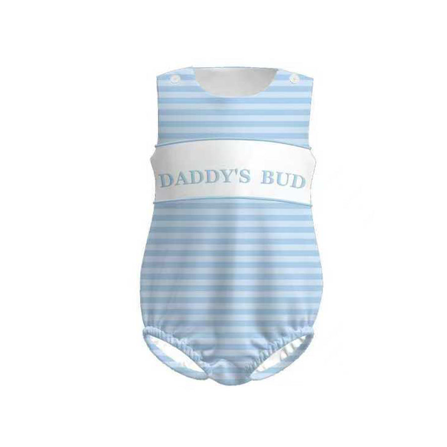 (Pre Order) No moq SR3481 pre-order baby boy clothes DADDY blue vest romper-2025.11.4