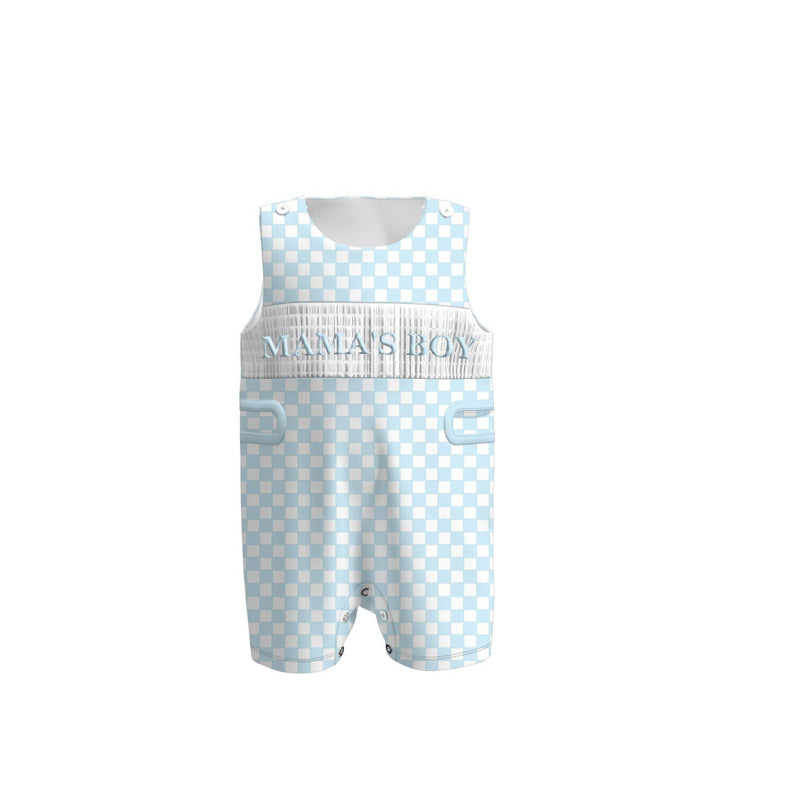 (Pre Order) No moq SR3483 pre-order baby boy clothes MAMA blue vest romper-2025.11.4