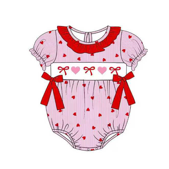 (Pre Order) No moq SR3520 pre-order baby girl clothes love bow short Sleeve romper-2025.11.8