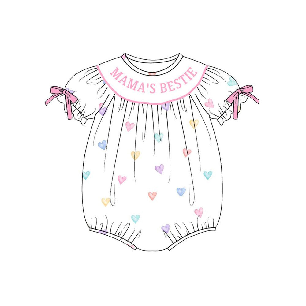 (Pre Order) No moq SR3523 pre-order baby girl clothes MAMA love short Sleeve romper-2025.11.8