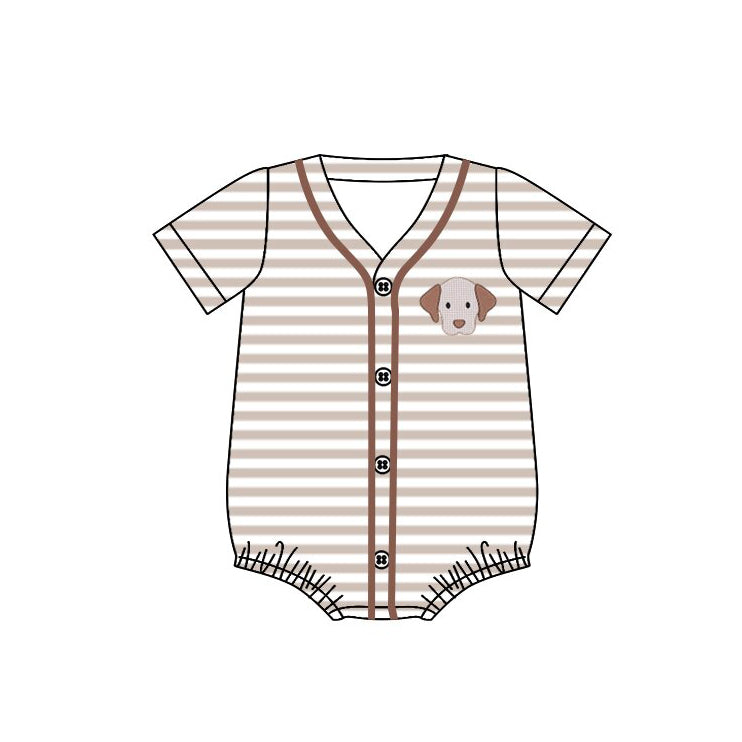 (Pre Order) No moq SR3525 pre-order baby boy clothes puppy short Sleeve romper-2025.11.10