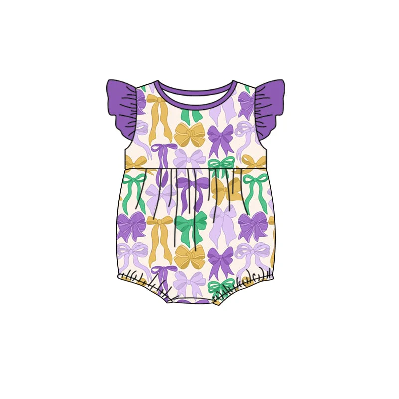 (Pre Order) No moq SR3546 pre-order baby girl clothes bow flying Sleeve romper-2025.11.13