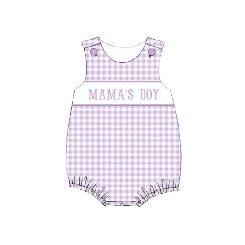 (Pre Order) No moq SR3590 pre-order baby boy clothes MAMA purple vest romper-2025.11.18