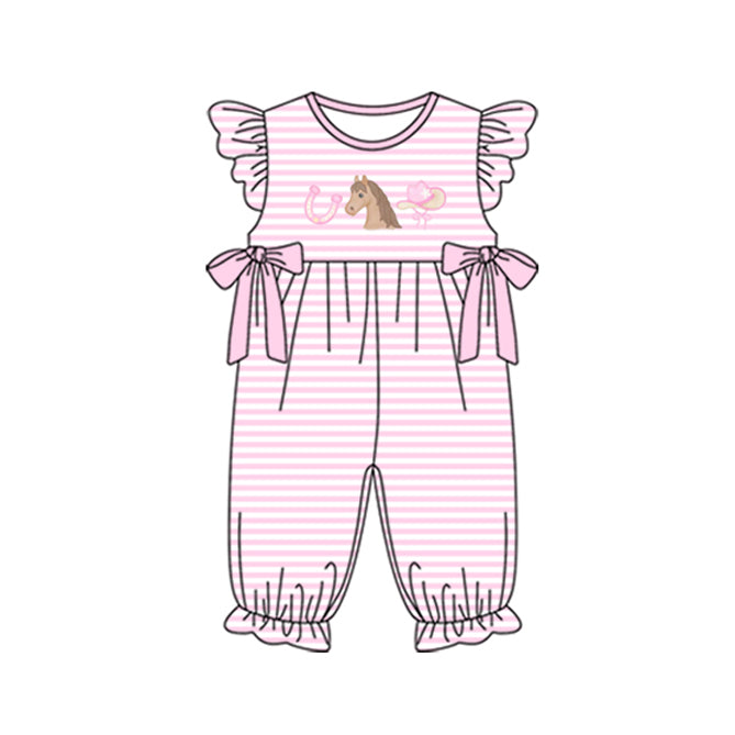 (Pre Order) No moq SR3597 pre-order baby girl clothes hat horse pink flying romper-2025.11.18