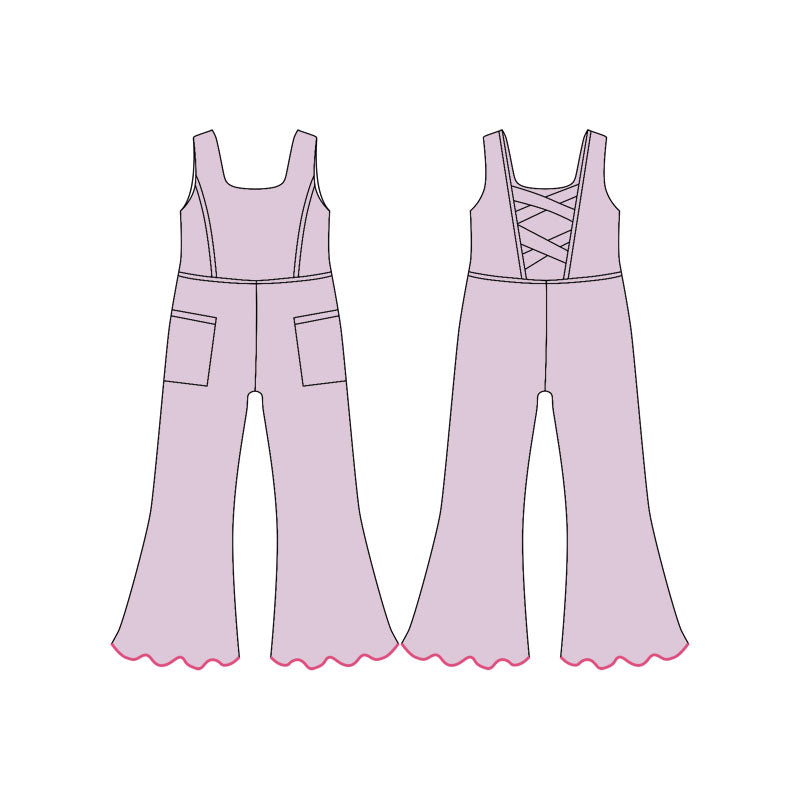 (Pre Order) No moq SR3601 PRE-ORDER baby girl clothes summer yoga suspender jumpsuit -2025.11.19