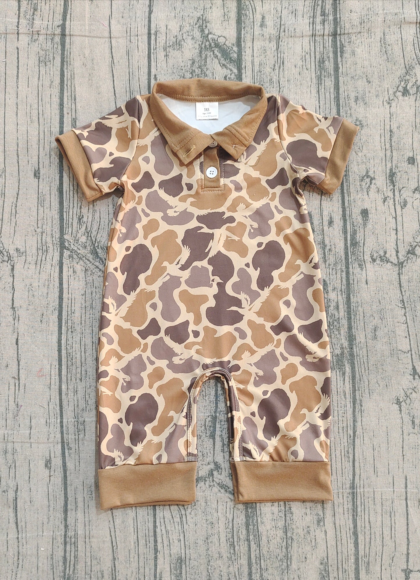 (Pre Order) No moq SR3638 pre-order baby boy clothes camouflage short sleeve romper-2025.12.7