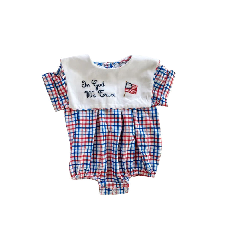 (Pre Order) No moq SR3649 pre-order baby boy clothes flag short sleeve romper-2025.11.22