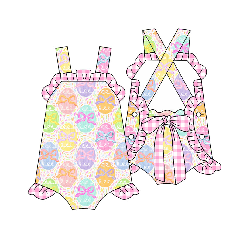 (Pre Order) No moq pre-order baby girl clothes easter bow vest romper-25.12.26