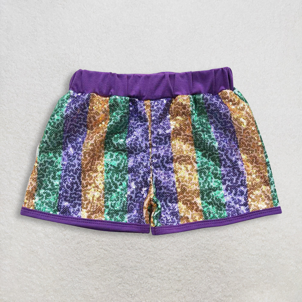 RTS NO MOQ Sibling Baby Girls Mardi Gras Outfit Set and top and shorts