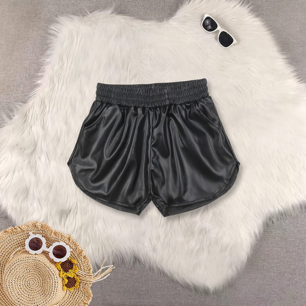 RTS NO MOQ Sibling Girls yoga pure black short sleeve Clothes Sets and top and shorts