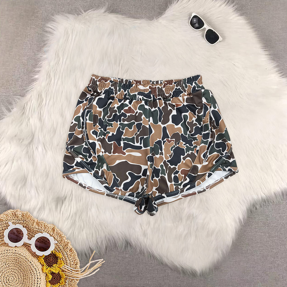 RTS NO MOQ Sibling Adult Girls Camouflage Sports summer yoga Shorts