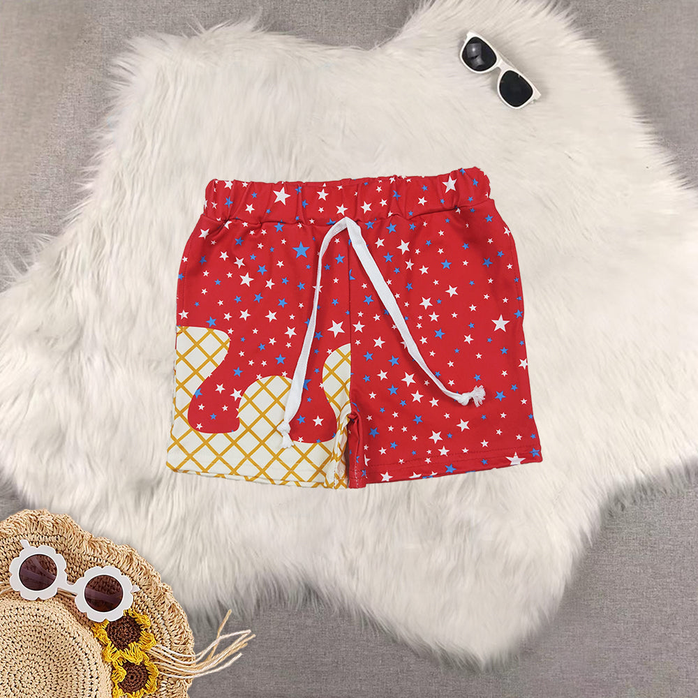 RTS NO MOQ Sibling Baby boy clothes 4th of july Summer ice cream team Shorts