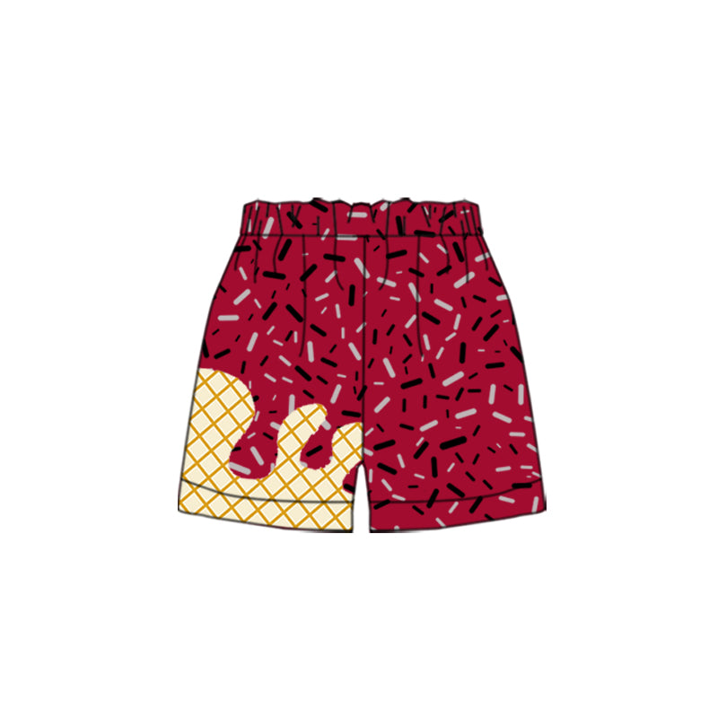 (Pre Order) No moq SS0638 pre-order baby girl clothes team brick red summer shorts-2025.7.14