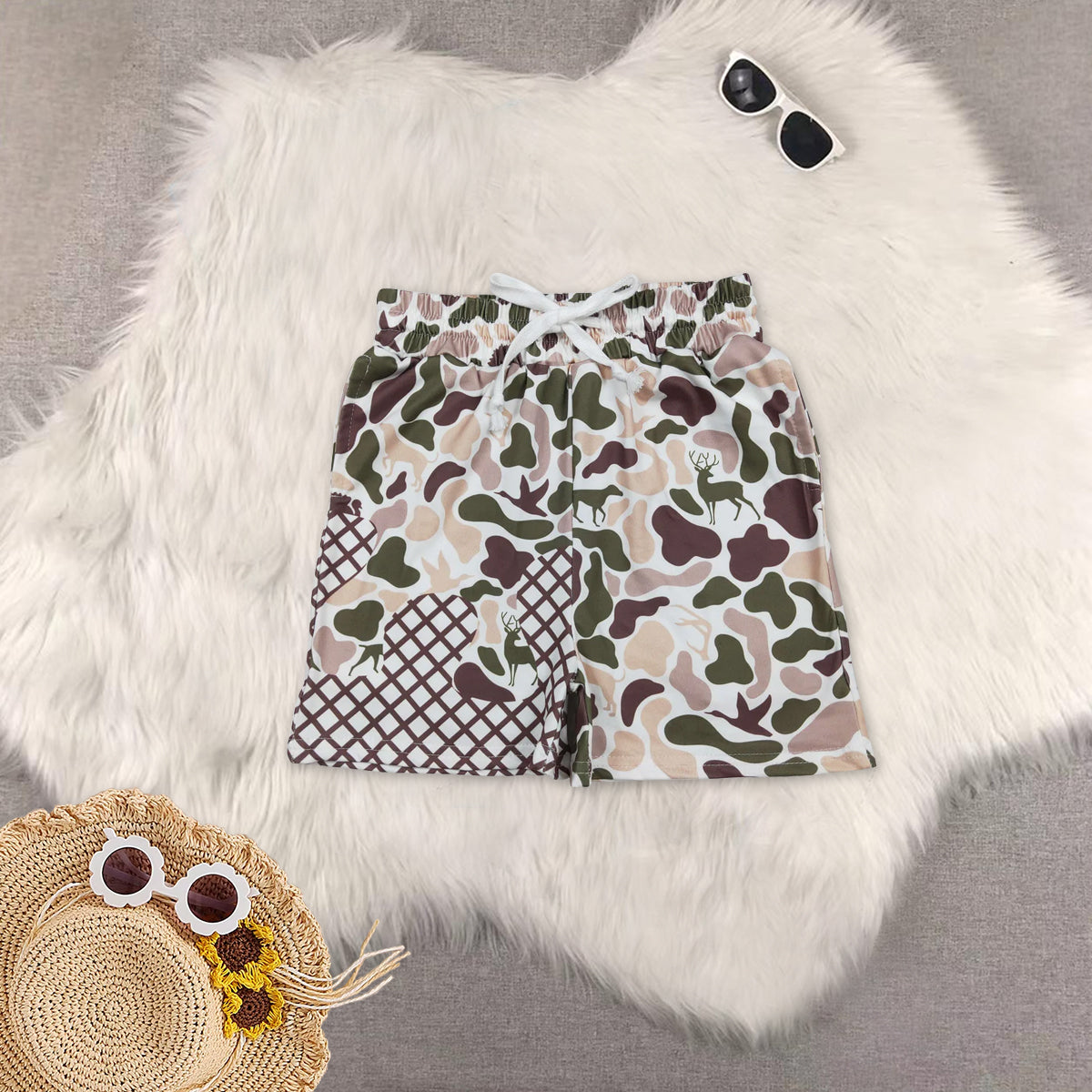 RTS NO MOQ Sibling baby boy clothes Camouflage summer short sleeve shorts sets and top and shorts