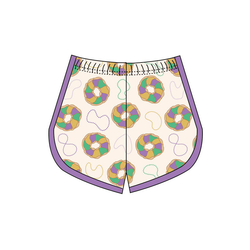 (Pre Order) No moq SS0659 pre-order baby girl clothes yoga mardi gras summer shorts-2025.9.29