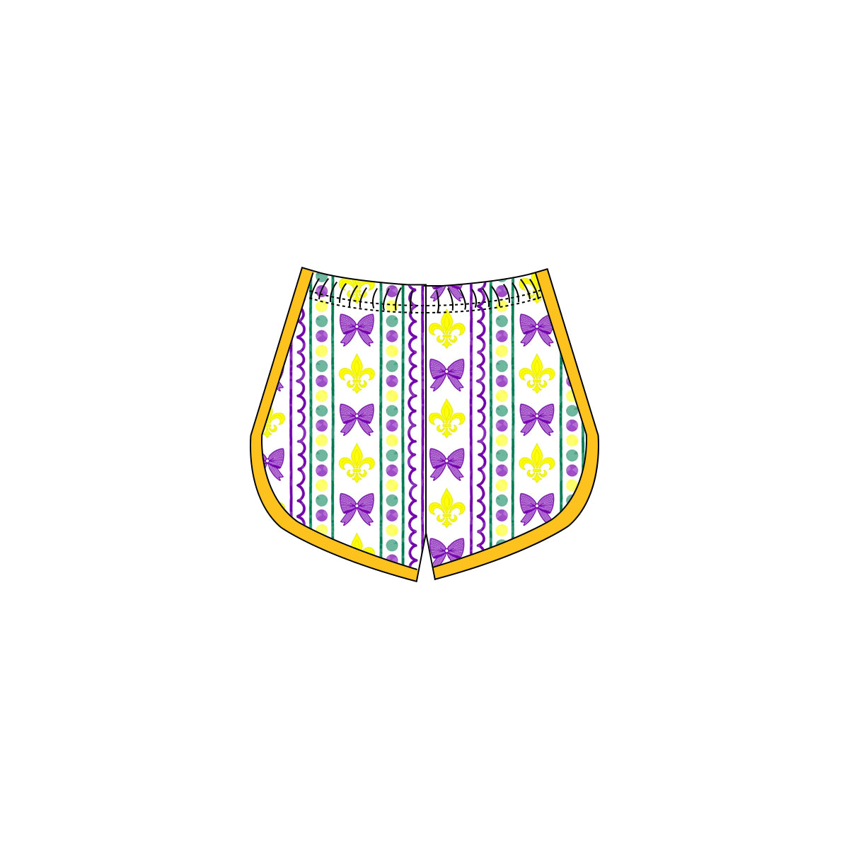 (Pre Order) No moq SS0662 pre-order baby girl clothes yoga mardi gras bow summer shorts-2025.9.29