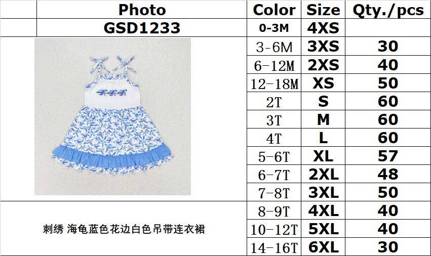 GSD1233 baby girl clothes sea turtle toddler girl summer dress