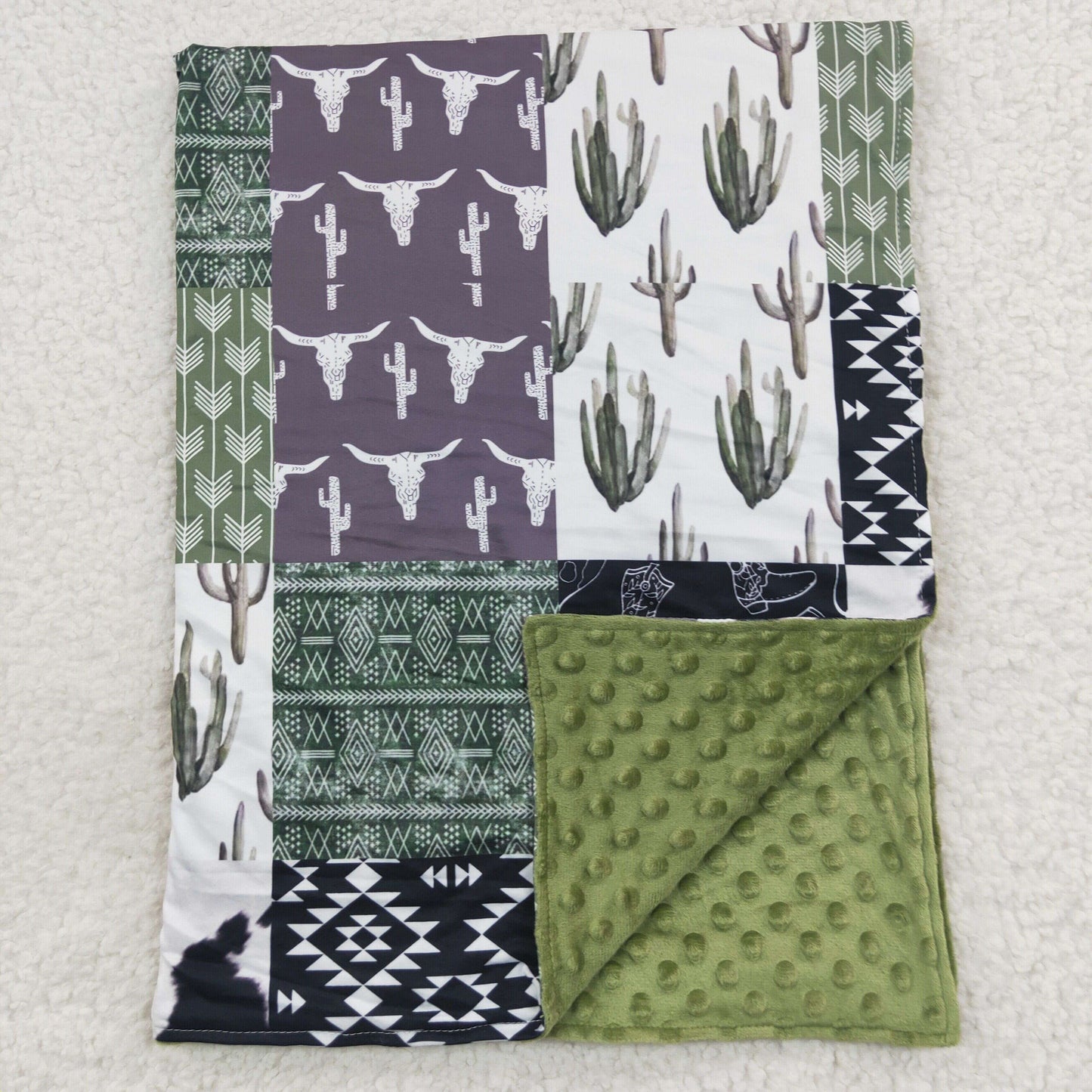 BL0064 Bull Cactus Green Baby Blanket