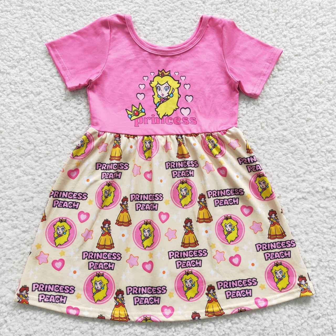 GSD0389 Cartoon love pink short-sleeved dress
