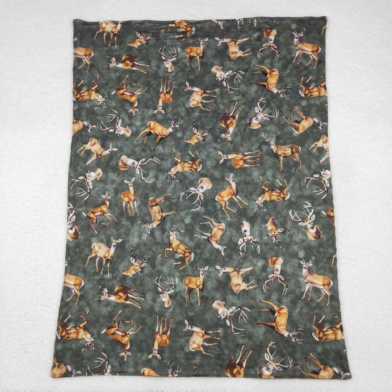 RTS NO MOQ(In Stock) BL0168 Elk brown green baby blanket
