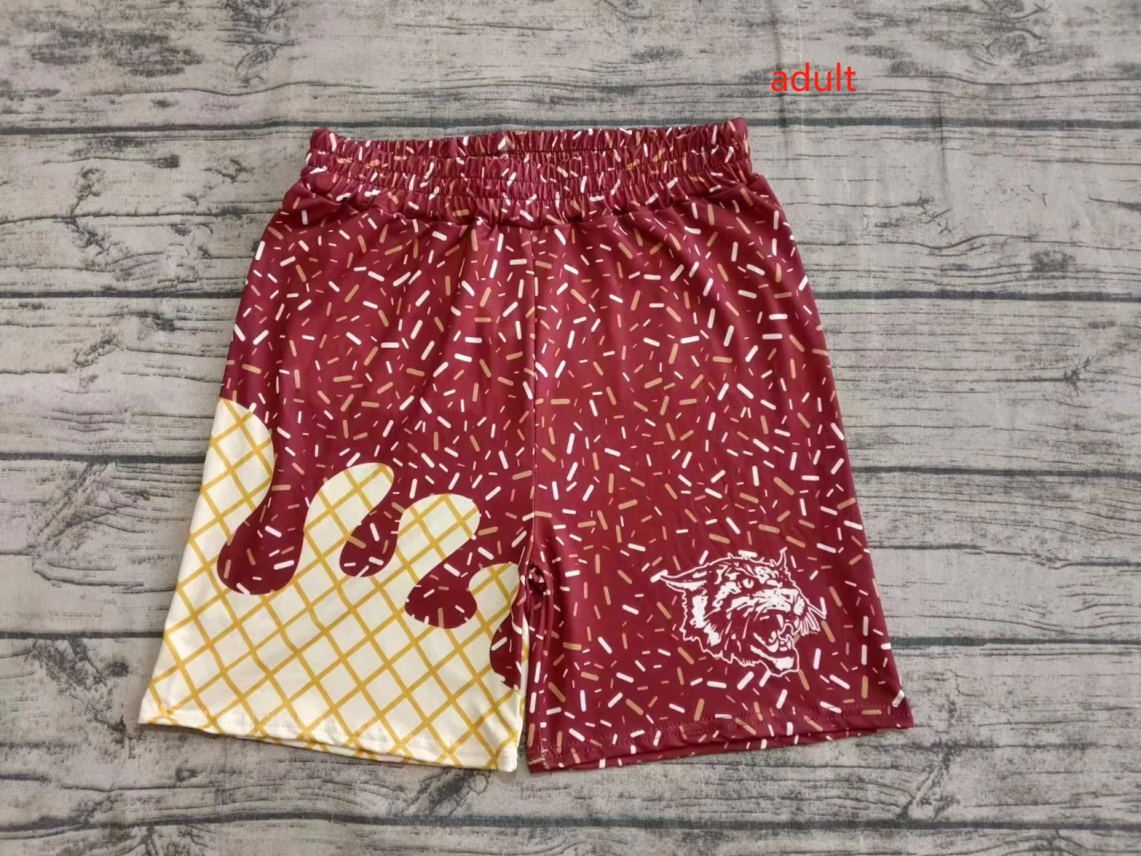 Deadline: May 19 Custom no moq Adult Tiger Chestnut Summer Ice Cream Shorts