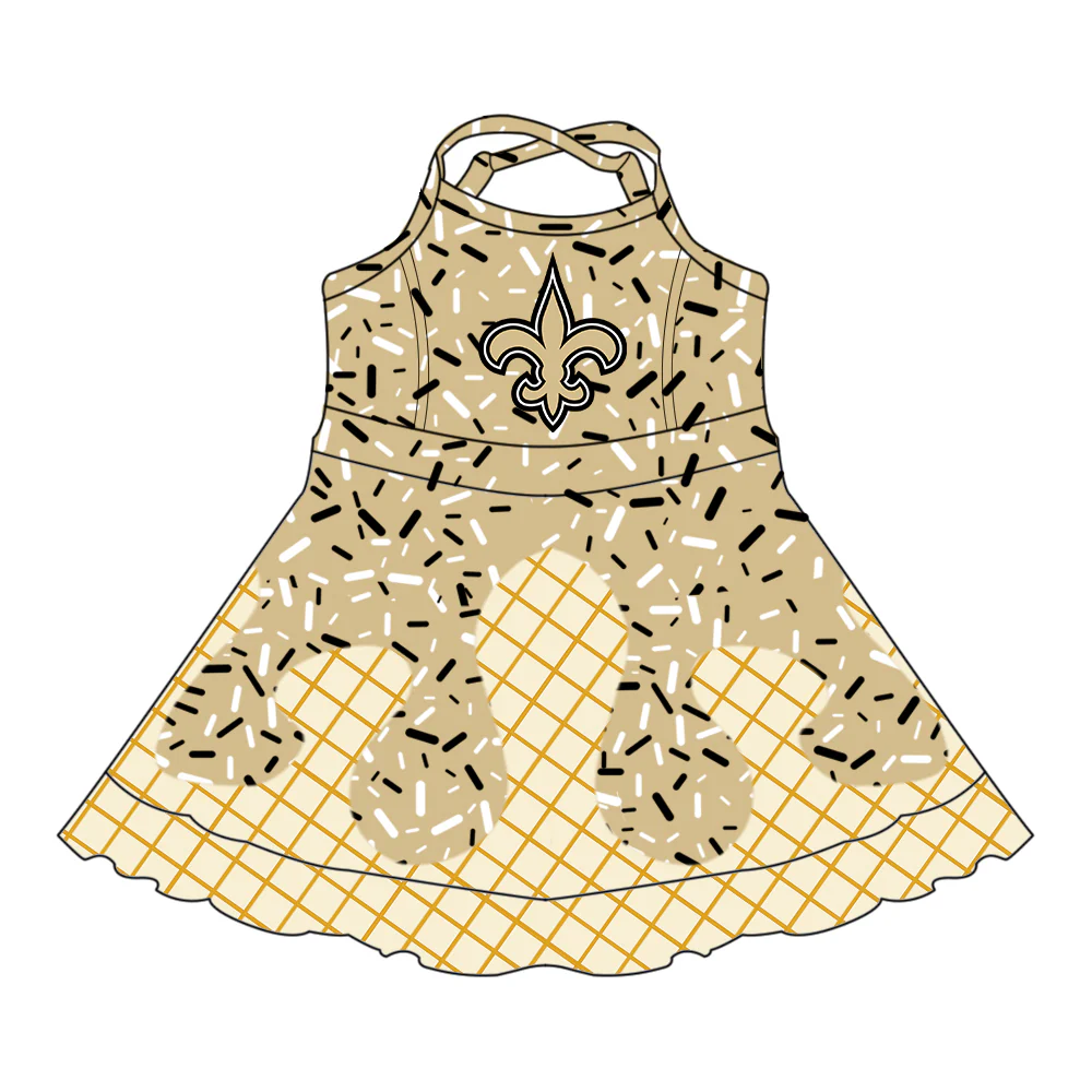 PRE ORDER Deadline August 16close custom no moq baby kids kids clothing black white gold ice cream summer skirt